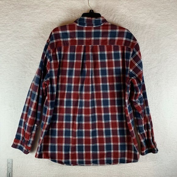 L.L.Bean Flannel Shirt Mens XL Red Plaid Cotton Slightly Fitted Button-Down 8594 - Picture 2 of 6